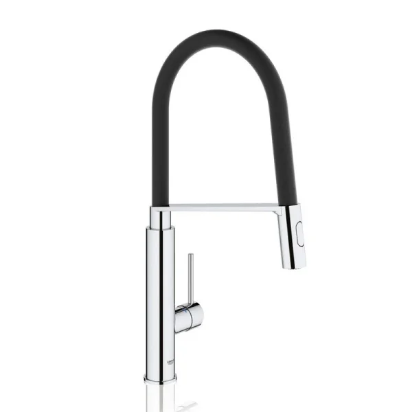 Mitigeur évier CONCETTO GROHE 31491000 – Col De Cygne Professionnel – Douchette Déclipsable 2 Jets – Noir 1