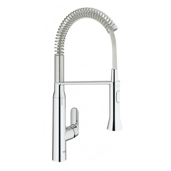 Mitigeur évier PRO K7 GROHE 31379000 – Bec Col De Cygne – Douchette Extractible 2 Jets – Chrome 1