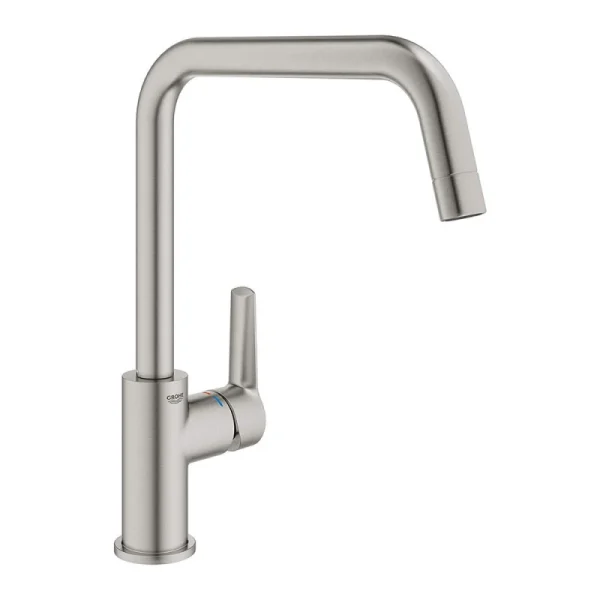 Mitigeur évier START GROHE 30470DC0 QuickFix Plus – Bec Haut- Rotation 150° – Inox Brossé 1