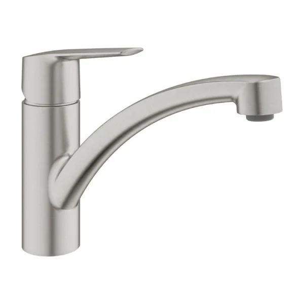 Mitigeur évier START GROHE 32441DC2 QuickFix Plus – Bec Bas- Rotation 140° – Inox Brossé 1