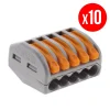 Pack De 10 Bornes De Connexion Rapide A Levier WAGO 5 Entrées Fil Souple Et Rigide – S222 5