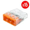 Pack De 15 Bornes De Connexion Rapide à Levier WAGO 3 Entrées Fil Rigide – S2273 5