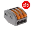 Pack De 15 Bornes De Connexion Rapide A Levier WAGO 3 Entrées Fil Souple Et Rigide – S222 5