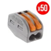 Pack De 50 Bornes De Connexion Rapide A Levier WAGO 2 Entrées Fil Souple Et Rigide – S222 5